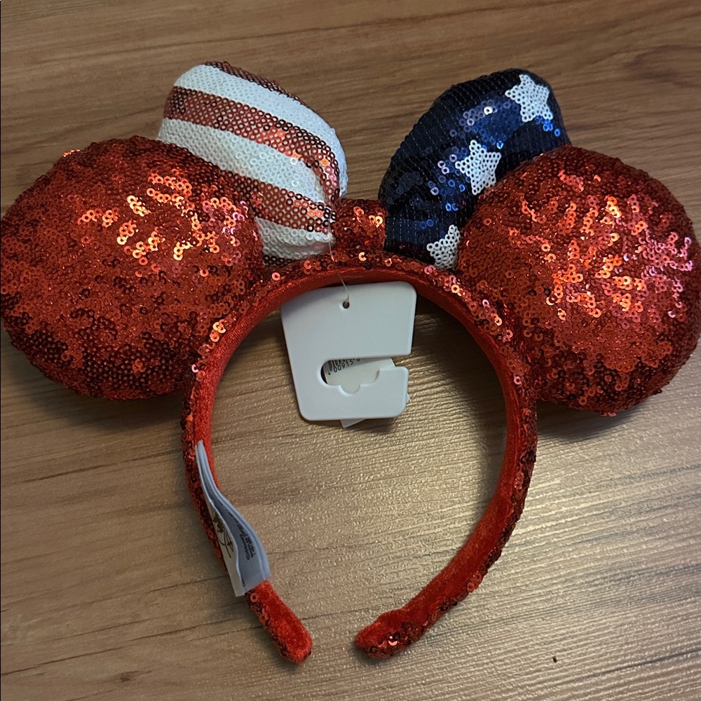 Disney Minnie Mouse Ears Headband Red Sequin Bow Adult New‎ w/ Tags - Picture 3 of 4
